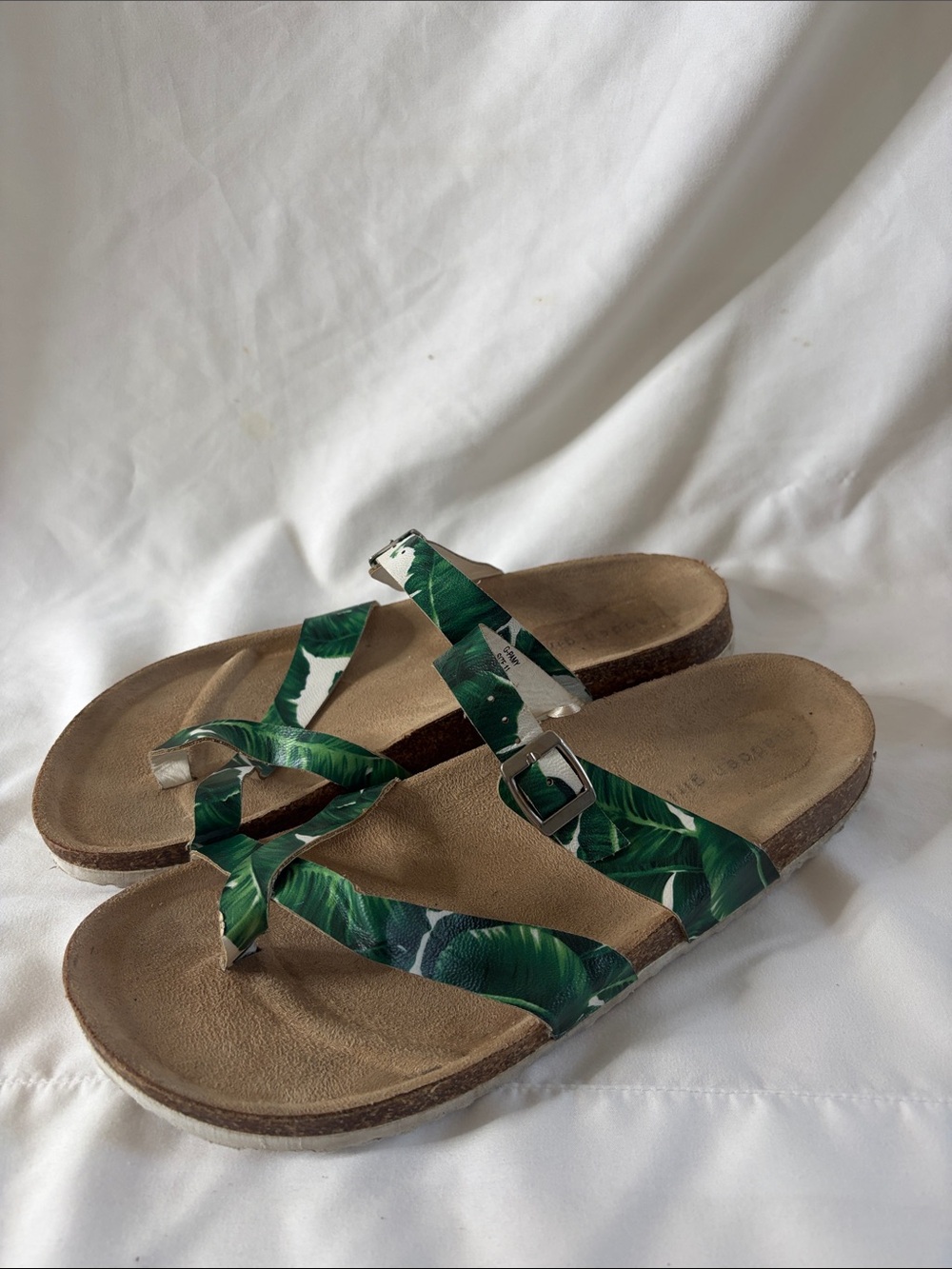Madden Girl Cork Bed Sandals Mules Palm Tree Tropical Slip On Sandals - Size 11